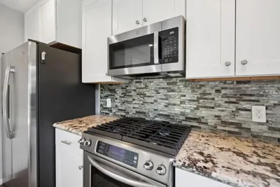 Kitchen appliances and granite counters